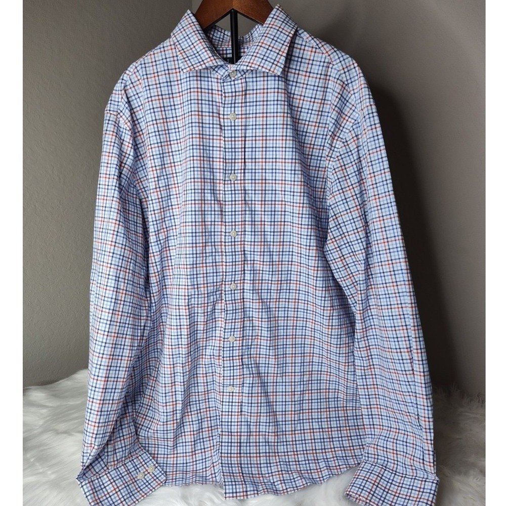 Lauren Ralph Lauren Button Down Mens XL Blue Red Plaid Supima Cotton Regular Fit